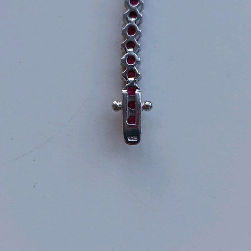 Women's bracelet used, handmade silver with red stones