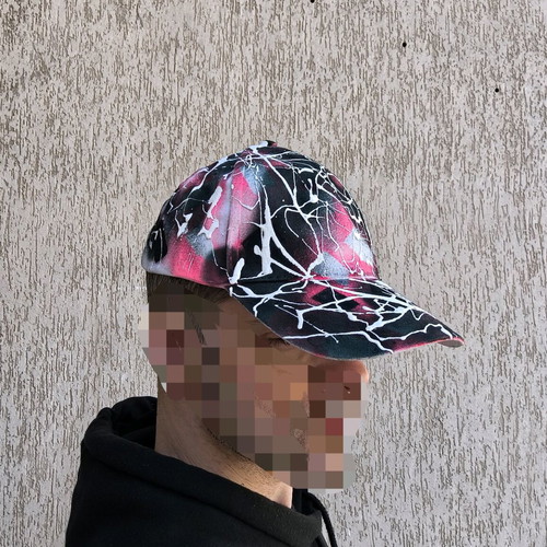 Handmade graffiti style painted hat new, multicolor