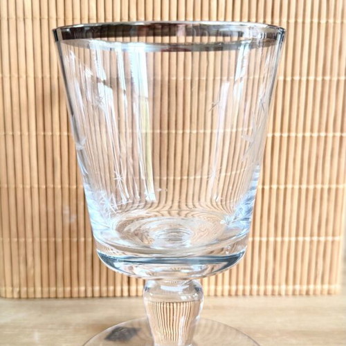 Crystal tea light holder SIA new with silver rim and engraved stars