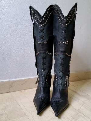 Μπότες El Dantes vintage y2k deadstock western δερμάτινες μαύρες σαν καινούργιες