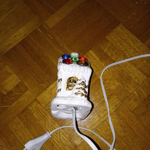 Small white church-shaped lamp with multicolor lights like new