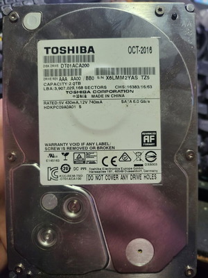 TOSHIBA HDD DT01ACA200 2000,3 GB μεταχειρισμένο