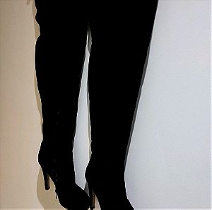 exe Μπότες over the knee μαύρου χρώματος , νούμερο 40, με 12cm τακούνι.