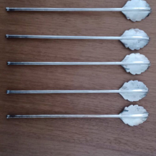 Silver drink stirrers used, pack of 6, vintage