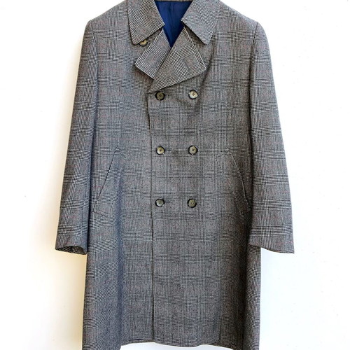 Philip Landau Bond Street Prince of Wales Wool Coat Tailormade Like New