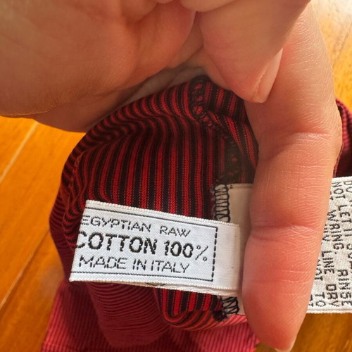 Vintage Schiatti & C. shirt like new, red-black stripe with denim collar