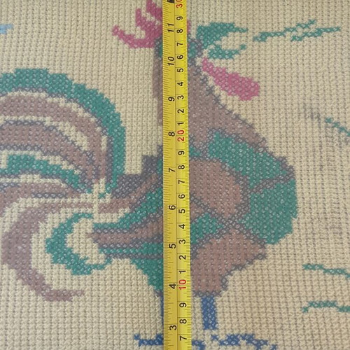 Vintage cross stitch cockerel textile painting 56×37cm