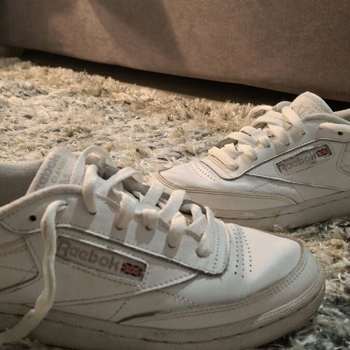 Reebok athletic shoes used, synthetic leather, white, size 37.5