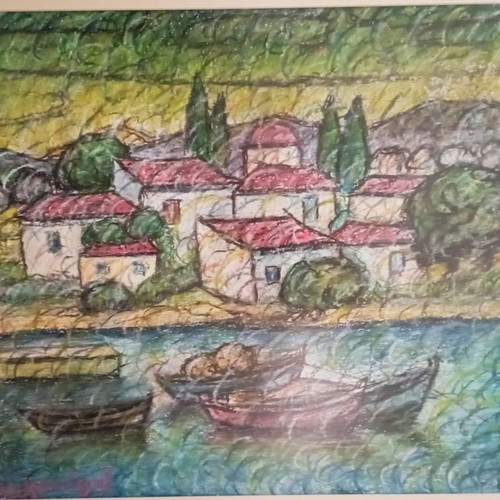 Pastel by Michalis Kandylis Signed in Excellent Condition