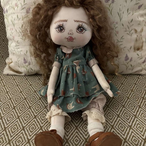 Handmade Fabric Doll like new, art doll with detailed dress