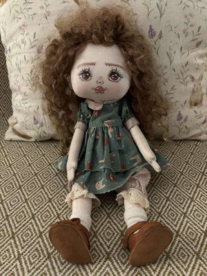 Handmade Fabric Doll like new, art doll with detailed dress