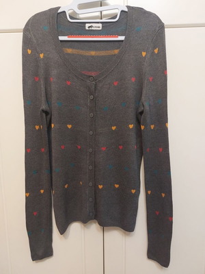 Tezenis cardigan with colorful hearts used, size M, gray