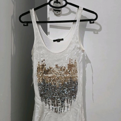 White Tally Weijl sleeveless top like new with tricolor sequins size XS