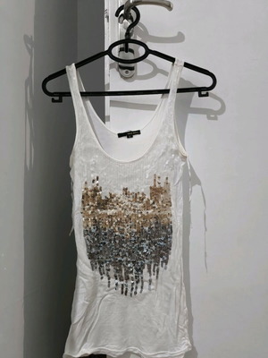 White Tally Weijl sleeveless top like new with tricolor sequins size XS