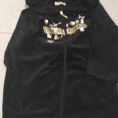 Velvet cardigan for teens like new, black with sequins and hood