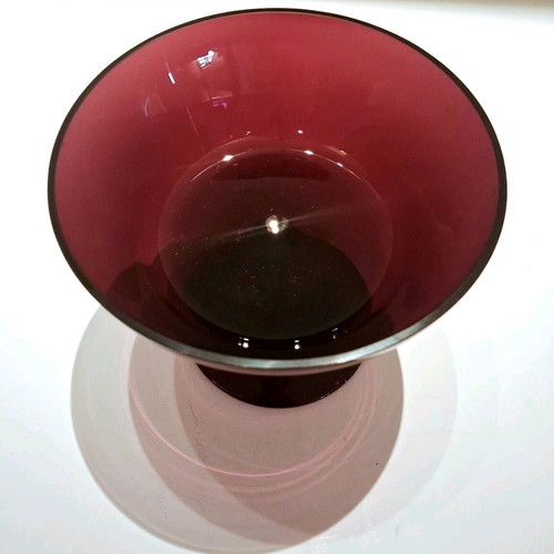 Vintage Amethyst Glass footed dessert bowls σαν καινούργιο, μεσοπολεμικό bohemian