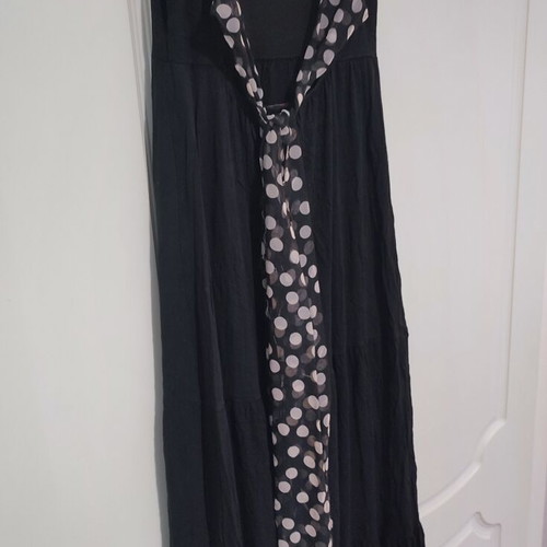 Black midi dress used, cotton fabric with back tie