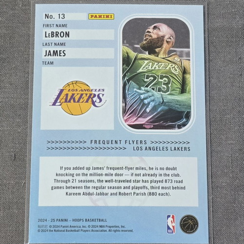 LeBron James Frequent Flyers NBA Hoops 2024-2025 card like new