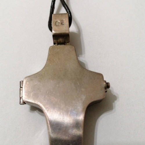 Vintage filigree opening cross from 925 silver, amber and ebony new