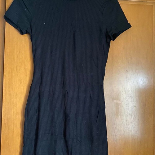 Bsb black dress with open back used, short sleeve ribbed