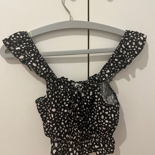 Crop top polka dot new, size S/36, black and white