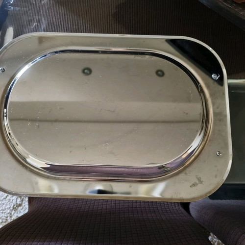 Twin Bird stainless steel tray like new, silver with gold handles