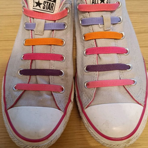 All Star athletic shoes used gray with colorful laces size 38.5 Converse