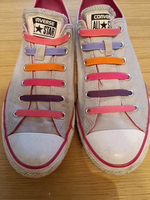 All Star athletic shoes used gray with colorful laces size 38.5 Converse
