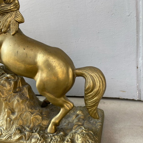 Bronze horse clock used, 1940s vintage