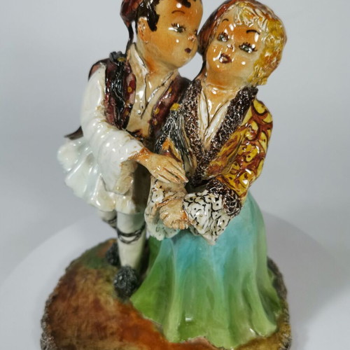 Ceramic figure with traditional Tsolias and Amalia couple used