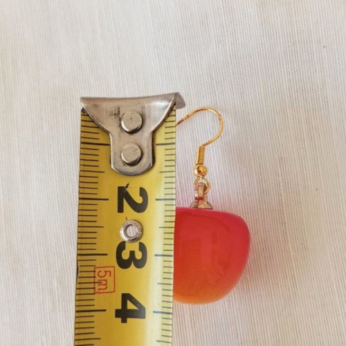 Cherry earrings new, acrylic resin orange and gold