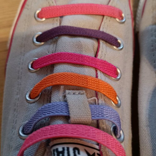 All Star athletic shoes used gray with colorful laces size 38.5 Converse