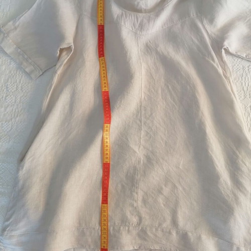 100% Linen Italian Dress used, beige, with pockets and relaxed neckline