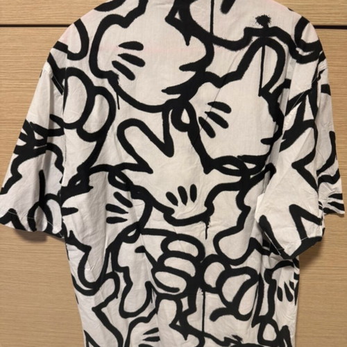 Bershka Mickey Mouse Men's Summer Shirt like new, black and white