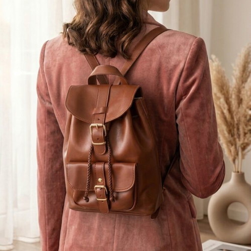 J.K. Leather Backpack new, 100% genuine leather, classic brown
