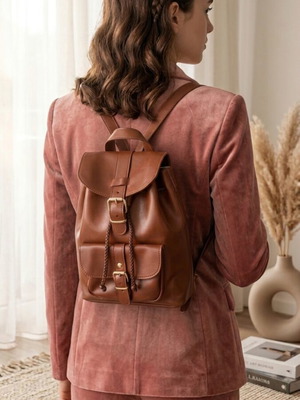 J.K. Leather Backpack new, 100% genuine leather, classic brown