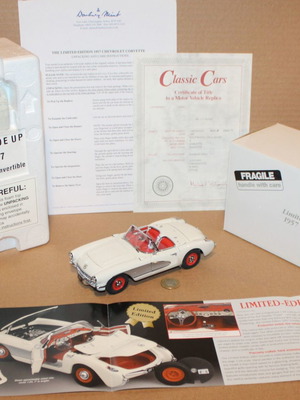 Danbury Mint 1957 Chevrolet Corvette Roadster μεταλλική μινιατούρα καινούργιο, κλίμακα 1:24