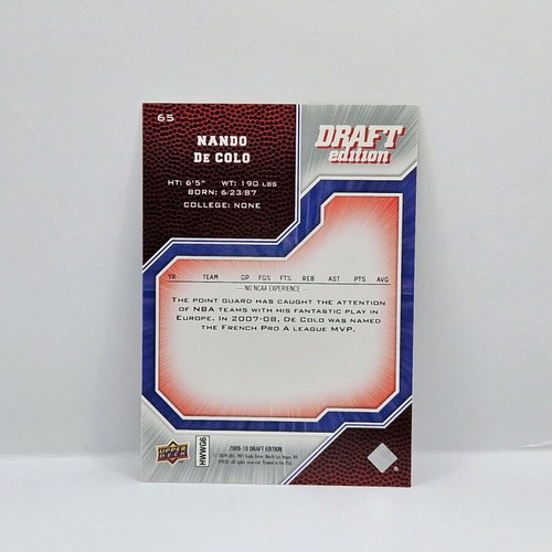 Upper Deck Nando De Colo Draft Selection card like new
