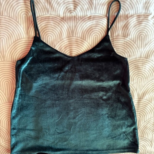 Stradivarius velvet top green, like new, size S