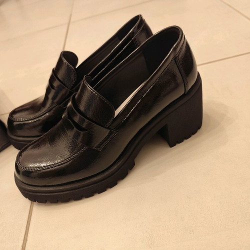 Envie Shoes platform heel loafers black new, size 39