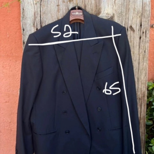 Carouzos double-breasted suit 100% virgin wool like new, blue