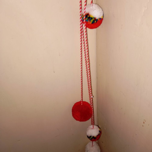 Martenichka for hanging used, traditional style with large pompoms