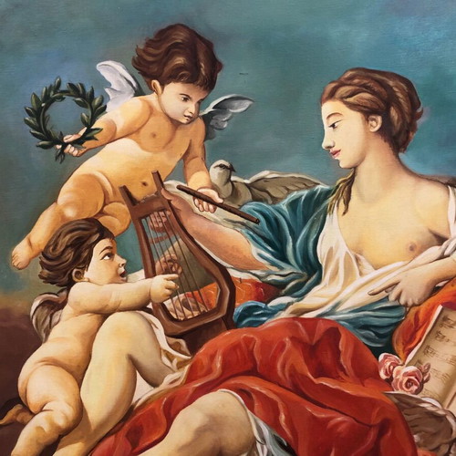 Oil painting on canvas used with gold frame by E. Cheimarios
