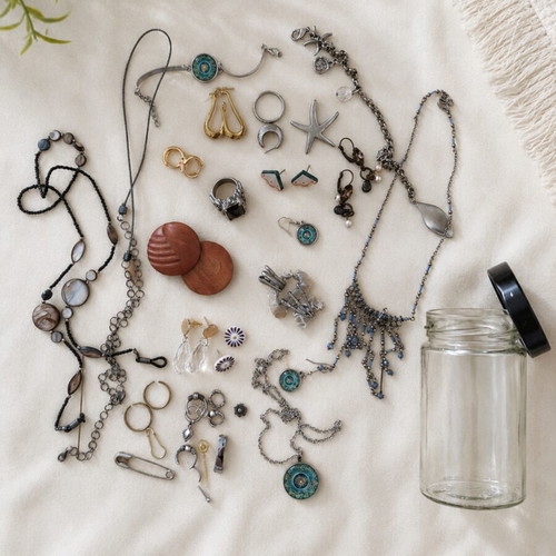 Vintage jewelry set with necklaces, earrings, rings & bracelets