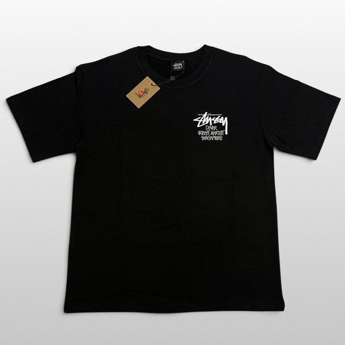 Stüssy Black T-Shirt with Dover Street Market Singapore Graphic, M