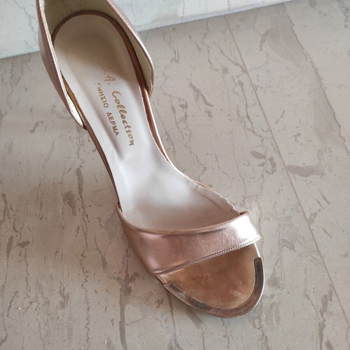 Leather sandals rose gold size 39 heel 9cm like new