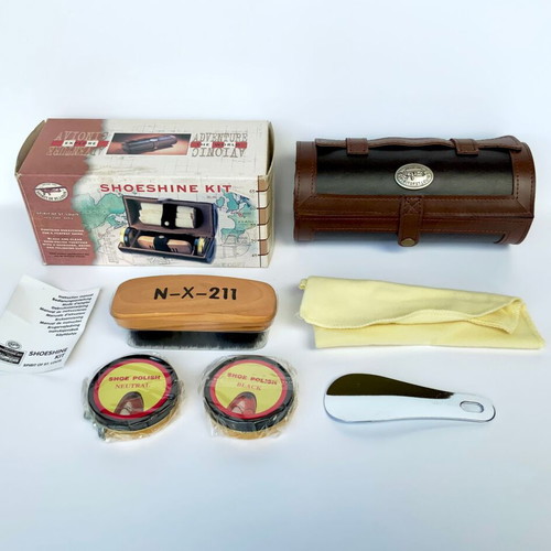 SPIRIT-OF-ST.LOUIS Travel Shoe Care Kit New Leatherette Case