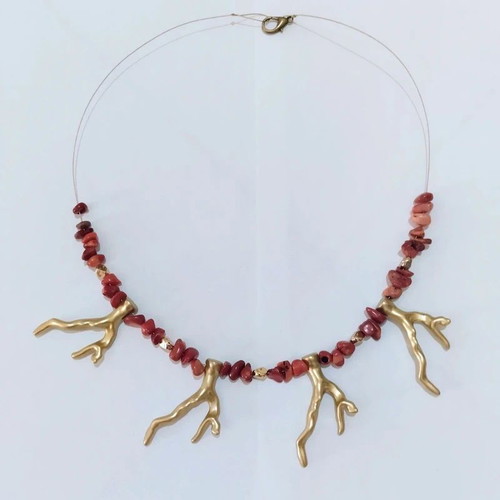 Zara necklace faux coral statement summer jewelry, like new