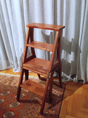Metamorphic Library Chair vintage, solid wood convertible ladder
