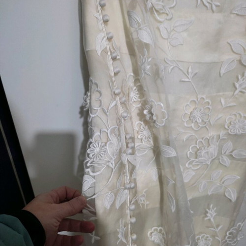 Midi cream dress Manoush like new, silk with lace and pon pon